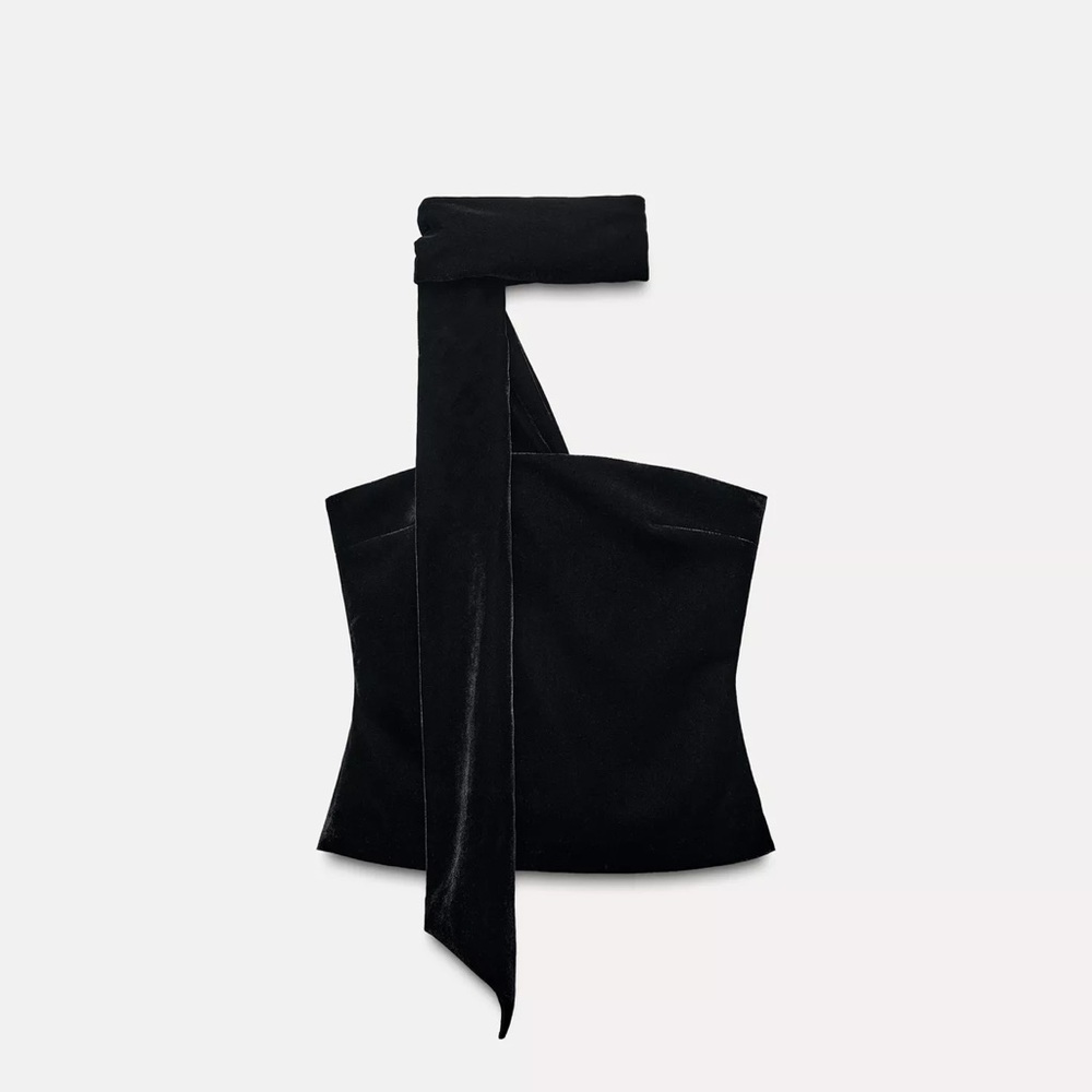 Zara Black Velvet Top
